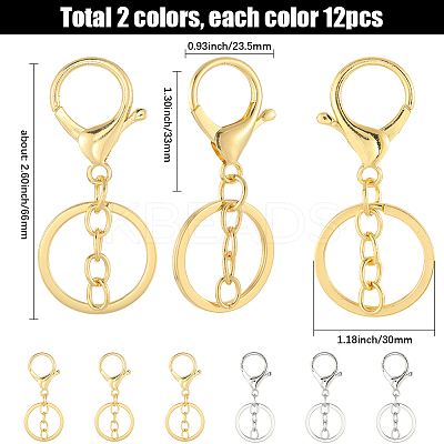 24Pcs 2 Caolors Alloy Keychain Clasps KEYC-SC0001-81-1