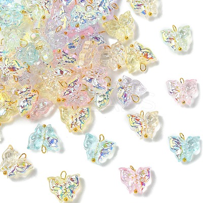 60Pcs 6 Style Glass Pendants PALLOY-YW00164-1