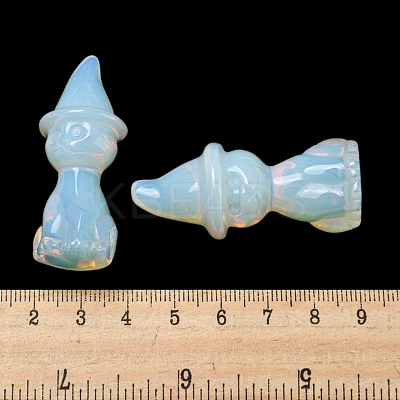 Opalite Carved Cat with Witch Hat Figurines DJEW-D012-07L-1