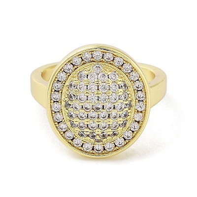 Brass with Cubic Zirconia Open Cuff Rings for Women RJEW-A035-14G-1