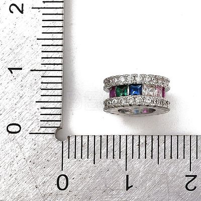 Brass Cubic Zirconia European Beads KK-L236-10P-1