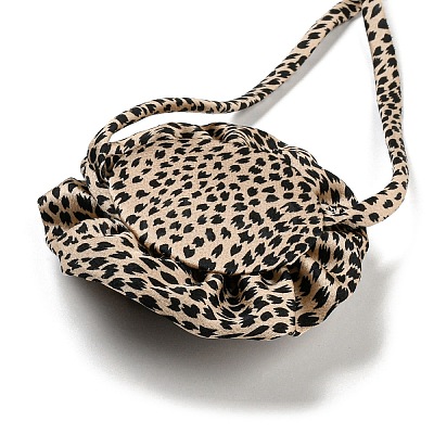 Leopard Print Pattern Fabric Rose Tie Choker Necklaces for Women LS-NJEW-Z022-01H-1