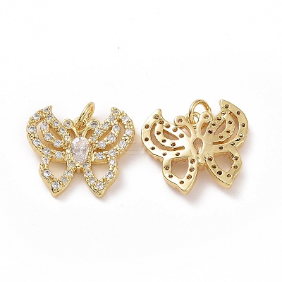 Brass Cubic Zirconia Pendants ZIRC-I062-26G-1