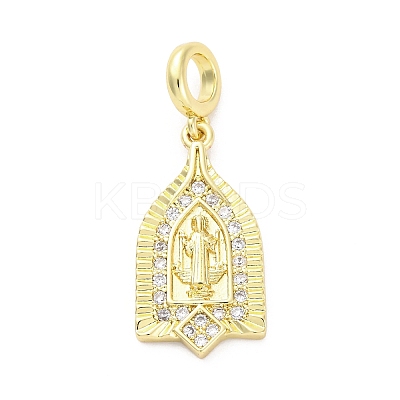 Brass Micro Pave Cubic Zirconia Saint European Dangle Charms KK-D325-27G-06-1