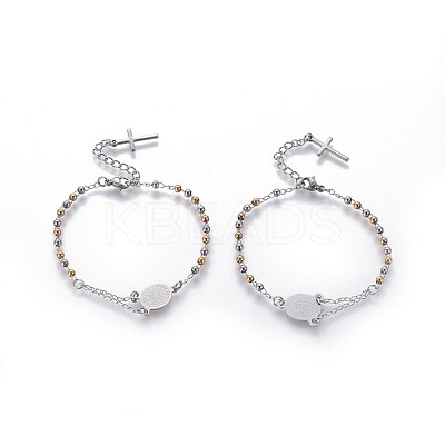 304 Stainless Steel Charm Bracelets BJEW-P258-17GP-1