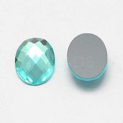 Faceted Glass Oval Cabochons GGLA-F008C-15-1