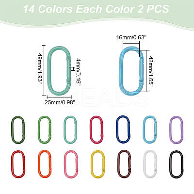 28Pcs 14 Colors Baking Paint Zinc Alloy Spring Gate Rings PALLOY-WR0001-11-1