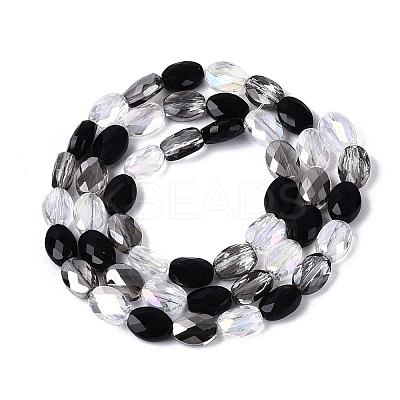 Electroplate Imitation Jade & Opaque & Transparent Glass Beads Strands EGLA-Q135-6x8MM-01H-1