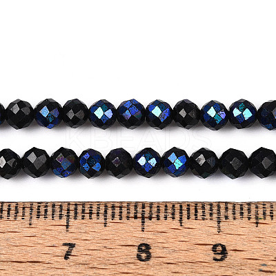 AB Color Plated Natural Black Spinel Beads Strands G-T144-B07-03-1