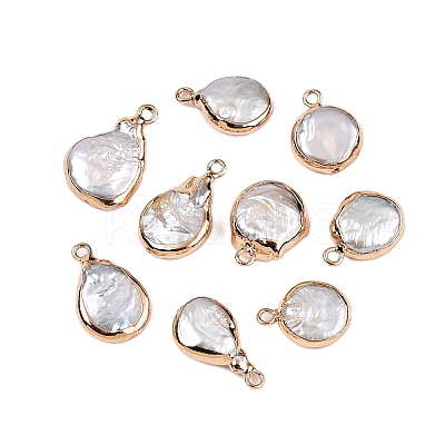 Electroplated Natural Keshi Pearl Teardrop Pendants PEAR-S018-02K-01-1