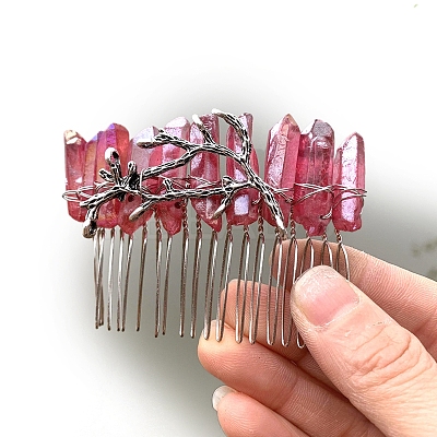 Natural Crystal Hair Combs PW-WGC6E88-10-1