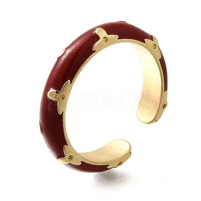 Brass Enamel Cuff Rings for Women LS-RJEW-U040-01G-01-1