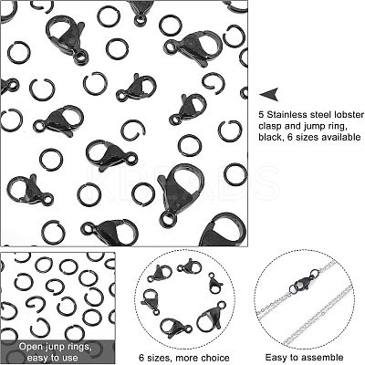 36Pcs 6 Style PVD Vacuum Plating 304 Stainless Steel Lobster Claw Clasps STAS-UN0028-35-1