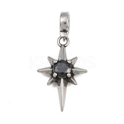 Star 316 Surgical Stainless Steel Cubic Zirconia Pendant Decoration STAS-Z165-16AS-A01-1
