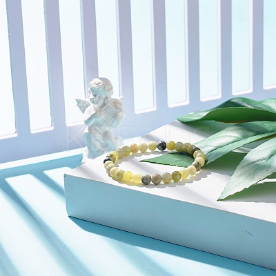 Natural Qinghua Jade Round Beaded Stretch Bracelet BJEW-JB07554-01-1