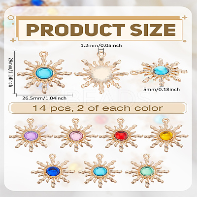 14Pcs 7 Colors Transparent Resin Pendants FIND-LP0002-66-1