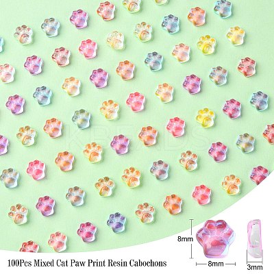 100Pcs Cat Paw Print Resin Cabochons RESI-CJ0002-91-1