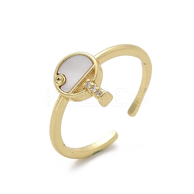 Brass Micro Pave Clear Cubic Zirconia Cuff Rings for Women RJEW-C126-08G-1