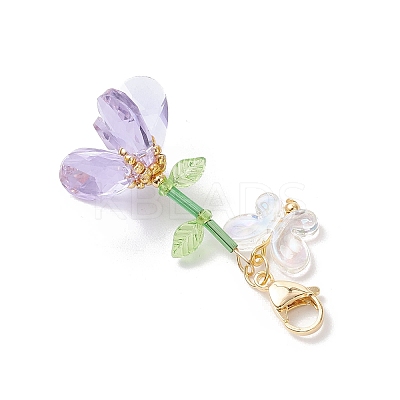 Handmade Glass Seed Beaded and Acylic Butterfly Pendant Decorations Sets HJEW-MZ00259-02-1