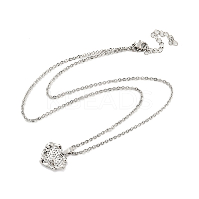 Heart Brass Micro Pave Clear Cubic Zirconia for Women NJEW-B100-07P-1