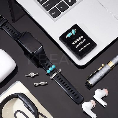 8Pcs Synthetic Turquoise Horse Eye Watch Band Charms FIND-NB0003-22-1
