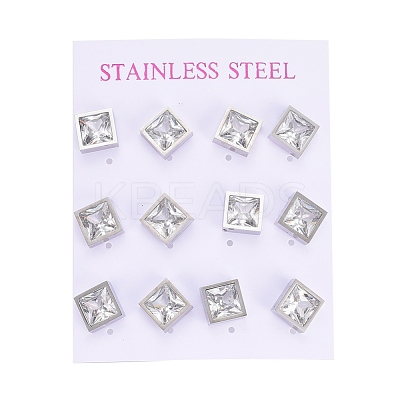 Cubic Zirconia Stud Earrings EJEW-G267-04P-1
