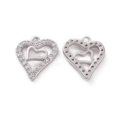 Brass Micro Pave Clear Cubic Zirconia Charms KK-E068-VF187-1