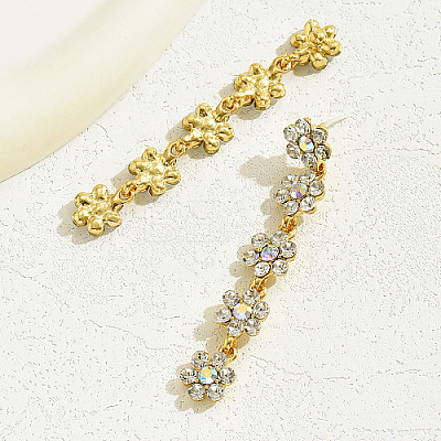 Real 18K Gold Plated Brass Micro Pave Cubic Zirconia Dangle Stud Earrings for Women TR0164-3-1