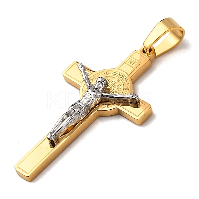 304 Stainless Steel Religion Jesus Cross Pendants STAS-F323-12PG-1