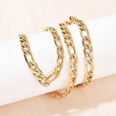 6MM 304 Stainless Steel Figaro Chain Necklaces for Women NJEW-G177-02G-1