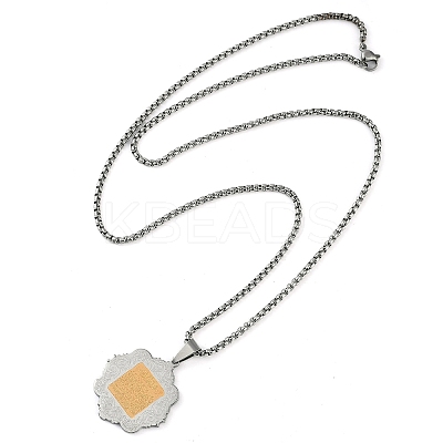 201 Stainless Steel Arabic Elements Flower Pendant Box Chain Necklaces LS-NJEW-D089-01P-01-1
