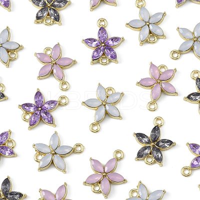 24Pcs 4 Colors Alloy Rhinestone Connector Charms ALRI-FS0001-13-1
