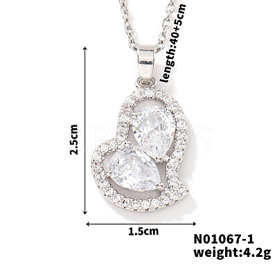 Elegant and Unique Style Brass & Glass Lock Collar Heart Pendant Necklaces for Women FN1868-1-1