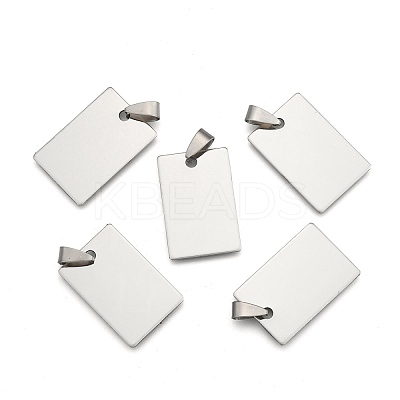 Non-Tarnish 201 Stainless Steel Rectangle Mirror Polished Finish Stamping Blank Tag Pendants LS-STAS-S030-01-1