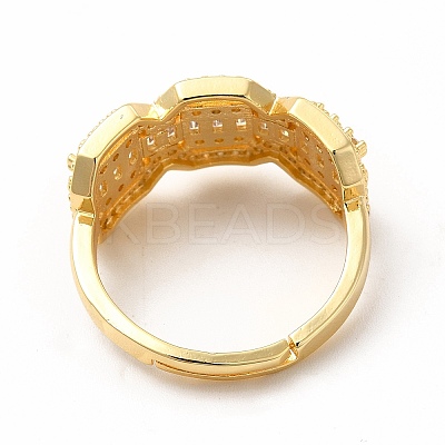 Clear Cubic Zirconia Octagon Adjustable Ring RJEW-H134-01G-1