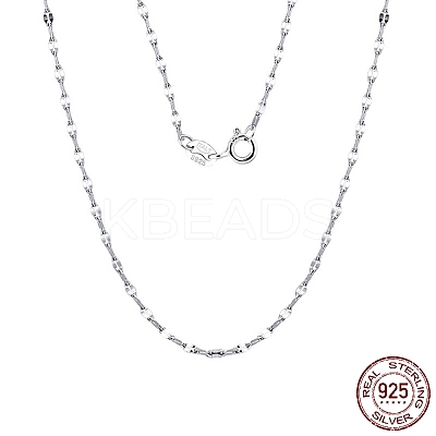 Rhodium Plated 925 Sterling Silver Dapped Chain Necklace NJEW-I124-100-1