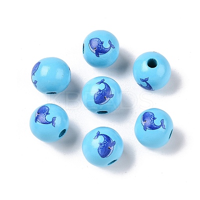 Natural Wood European Beads WOOD-S059-01P-1