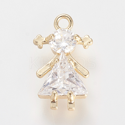 Brass Cubic Zirconia Pendants ZIRC-R015-069G-1