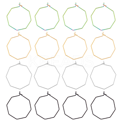 50Pcs 5 Colors Ion Plating(IP) 316 Stainless Steel Hoop Earrings Findings STAS-DC0003-93-1
