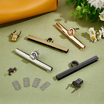 4 Sets 4 Colors DIY Zinc Alloy Purse Twist Lock Fasteners FIND-UN0003-43-1