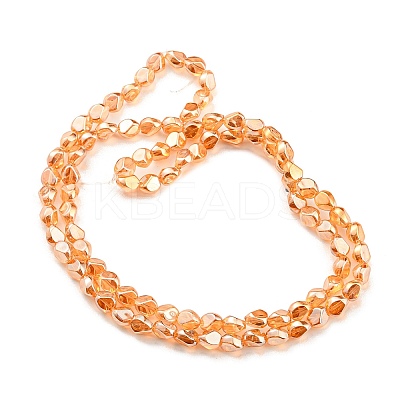 Pearl Luster Plated Electroplate Transparent Glass Beads Strands EGLA-G037-04A-PL03-1