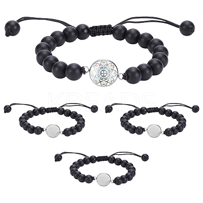 DIY Synthetic Black Stone & Glass Bracelets Making Kits BJEW-UN00024-1