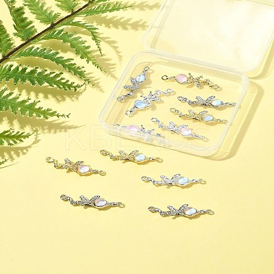 12Pcs 6 Colors Alloy & Glass Butterfly Connector Charms FIND-FS0004-08-1