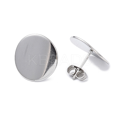 Non-Tarnish 304 Stainless Steel Flat Round Stud Earrings for Women EJEW-I285-12P-1
