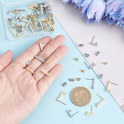 40Pcs 4 Style 304 Stainless Steel Stud Earring Findings DIY-SC0019-17-1