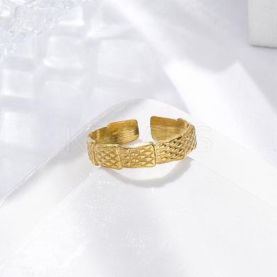 Trapezoid 304 Stainless Steel Open Cuff Rings for Women RJEW-M019-15G-1