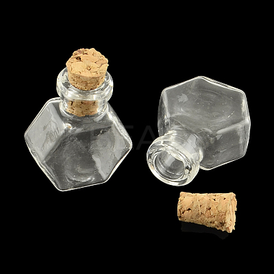 Hexagon Glass Bottle for Bead Containers X-AJEW-R045-03-1