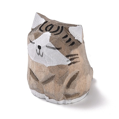 Cat Shape Wood Figurines DJEW-G043-01A-1