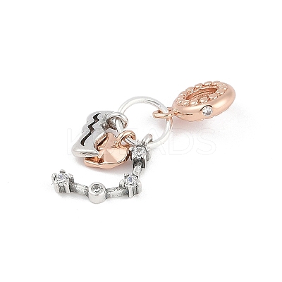 Brass Pendants with Cubic Zirconia European Beads KK-Q015-01A-1