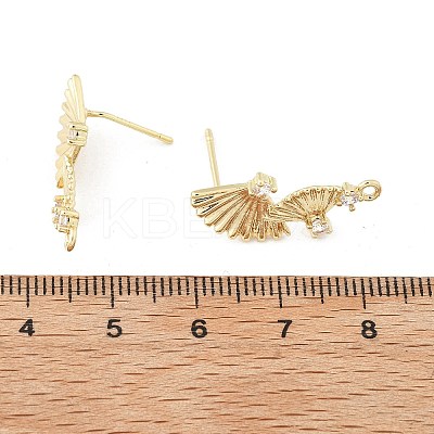 Brass Micro Pave Cubic Zirconia Stud Earring Findings LS-KK-K371-44G-1